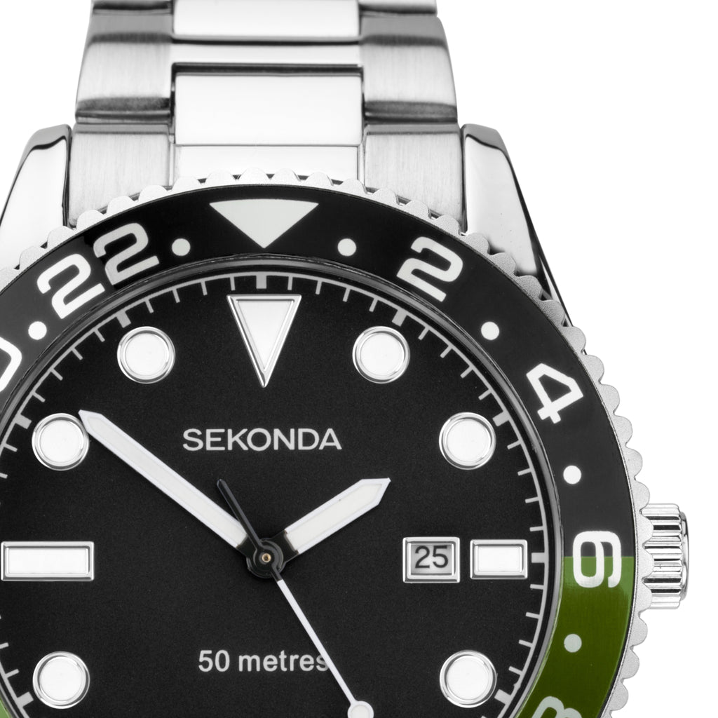 Sekonda Ocean Silver & Black Watch  - SK30197 Watch Sekonda   