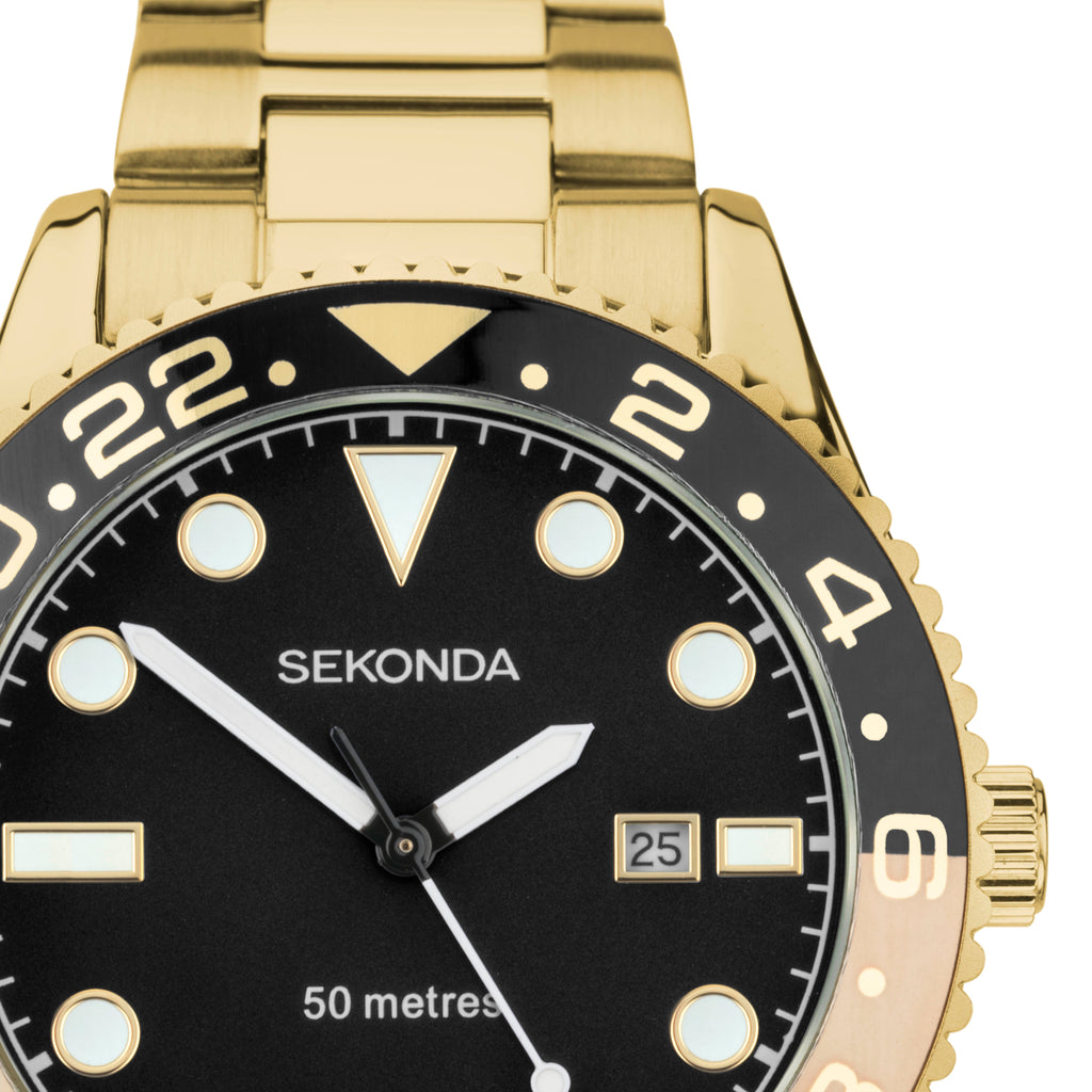 Sekonda Ocean Gold & Black Watch  - SK30198 Watch Sekonda   