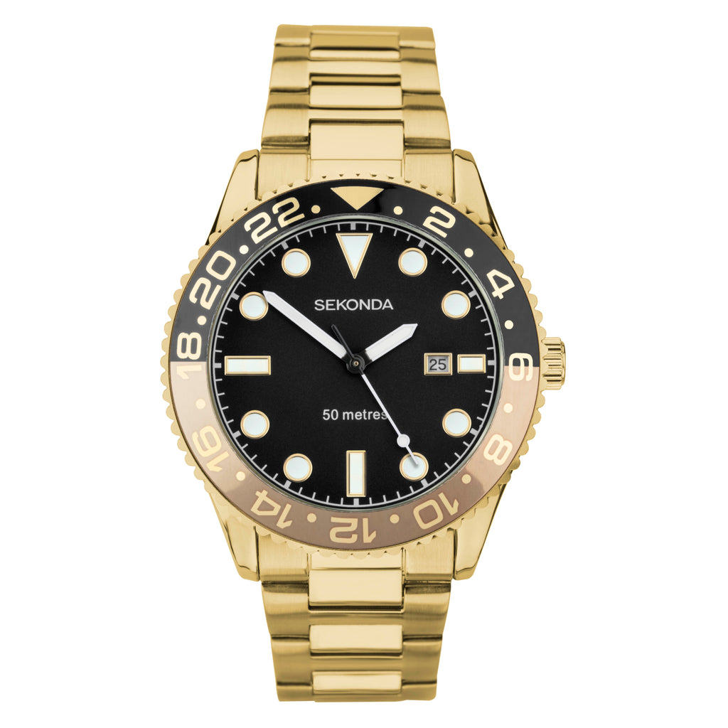 Sekonda Ocean Gold & Black Watch  - SK30198 Watch Sekonda   