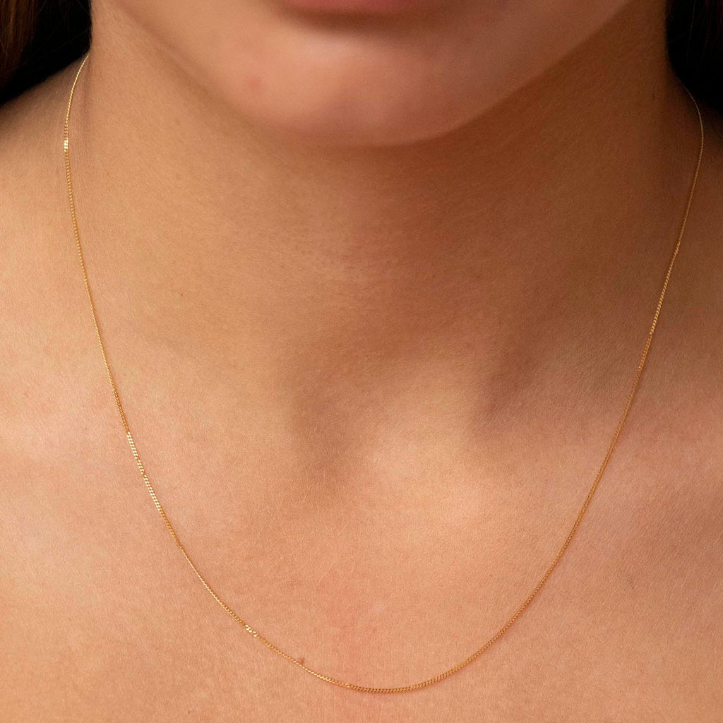 9K Yellow Gold 25 Diamond Cut Curb Chain 40cm Necklace 9K Gold Jewellery   