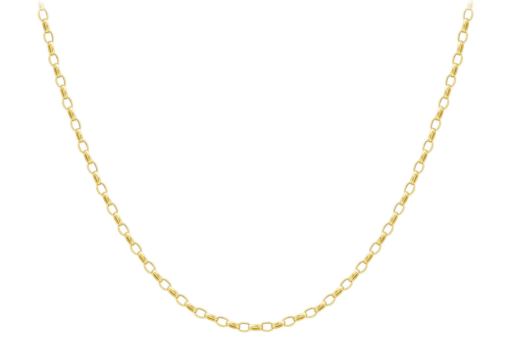 9K Yellow Gold Oval Belcher Necklace 45cm Necklace 9K Gold Jewellery   