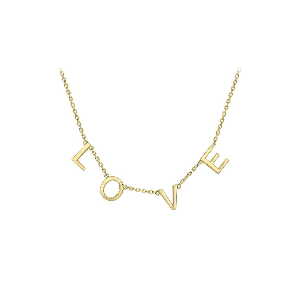 9K Yellow Gold 5mm 'Love' Adjustable Necklace 38cm-43cm Necklace 9K Gold Jewellery   