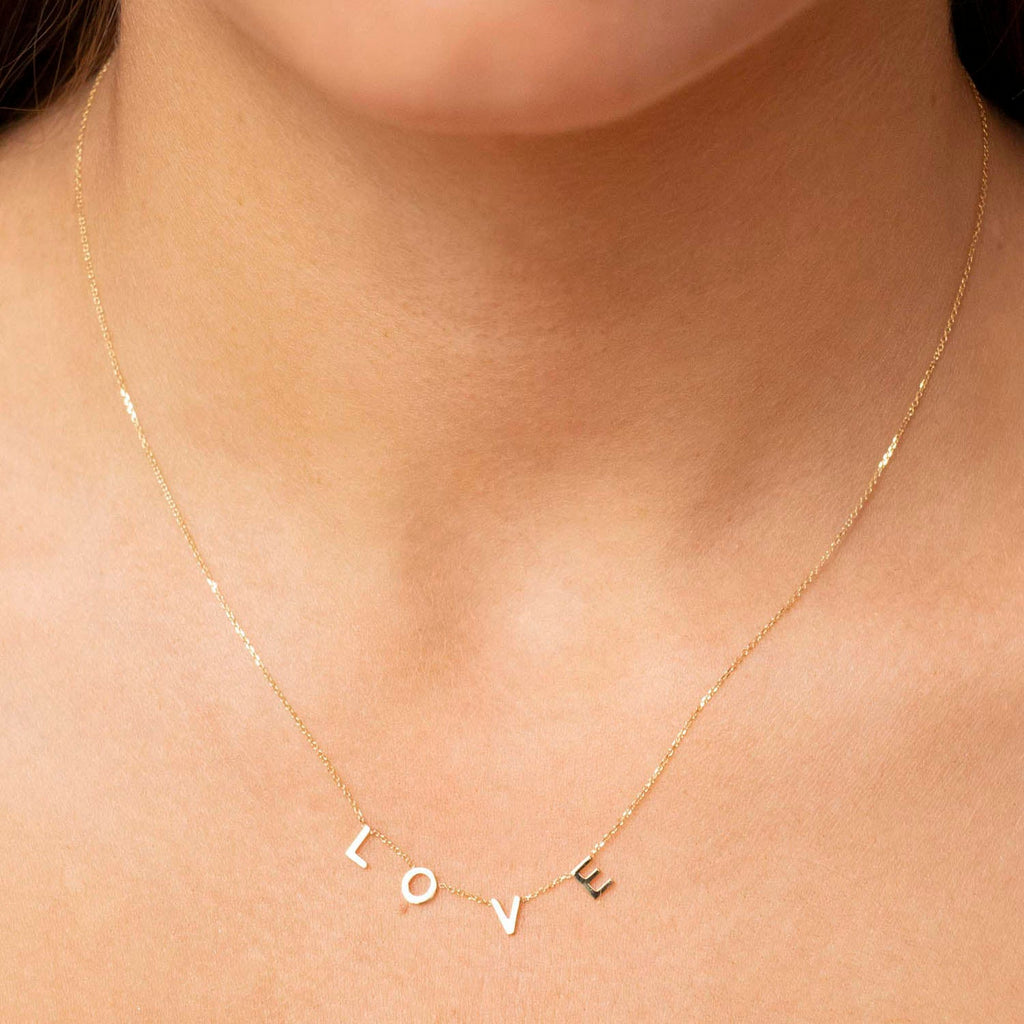 9K Yellow Gold 5mm 'Love' Adjustable Necklace 38cm-43cm Necklace 9K Gold Jewellery   