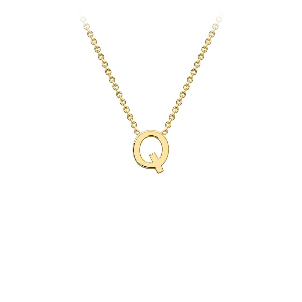 9K Yellow Gold 'Q' Initial Adjustable Letter Necklace 38/43cm Necklace 9K Gold Jewellery   