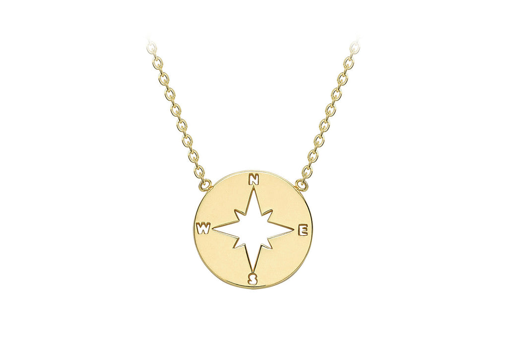9K Yellow Gold Compass Necklace 40-42 cm Necklace 9K Gold Jewellery   