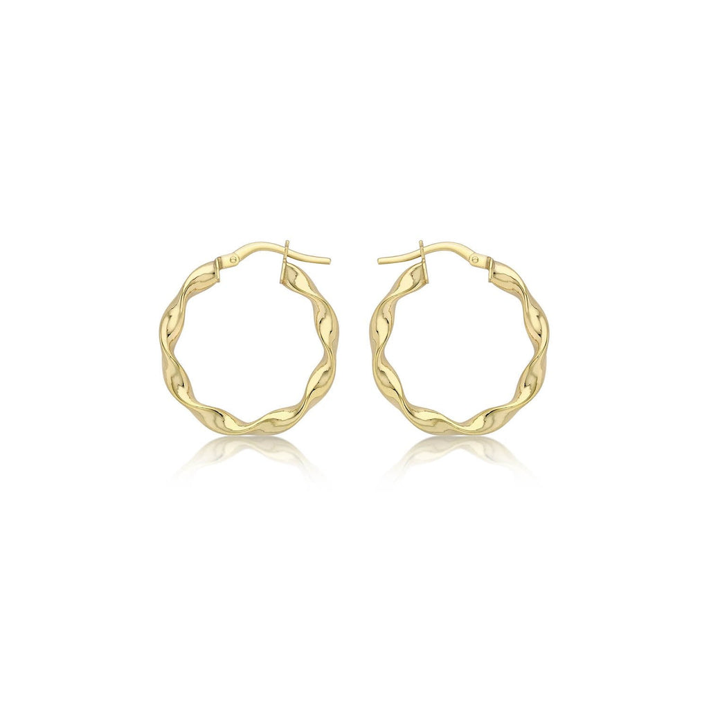 9K Yellow Gold 22.5mm Twist Hoop Creole Earrings Earrings 9K Gold Jewellery   