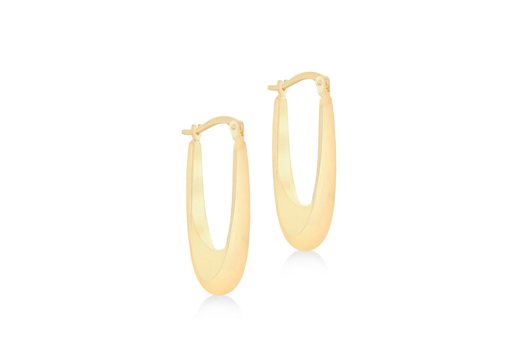 9K Yellow Gold Elongated Drop Hoop Earrings Earrings 9K Gold Jewellery   
