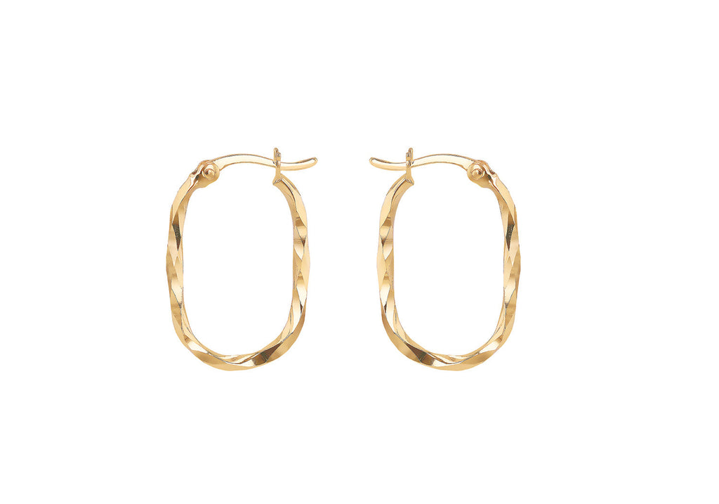 9K Yellow Gold Twist Oval Earrings Earrings 9K Gold Jewellery   