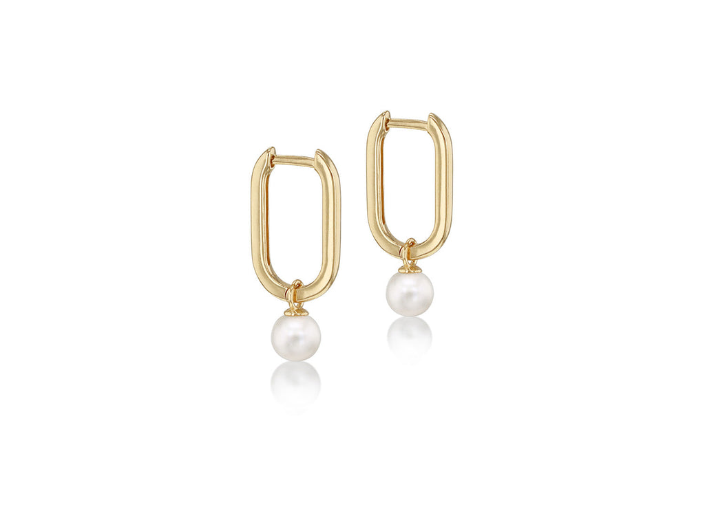 9K Yellow Gold Pearl Hoop Earrings Earrings 9K Gold Jewellery   