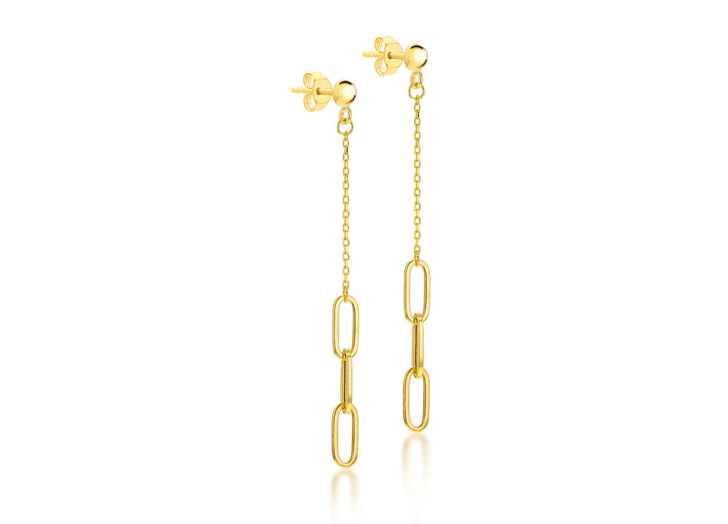 9K Yellow Gold Paper Chain Drop Earrings Earrings 9K Gold Jewellery   