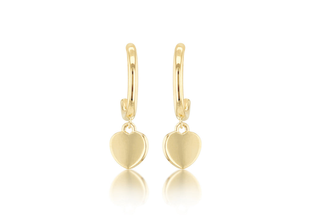 9K Yellow Gold Heart Drop Earring Earrings 9K Gold Jewellery   