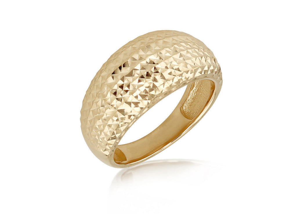9K Yellow Gold Diamond Cut Dome Ring Rings 9K Gold Jewellery   