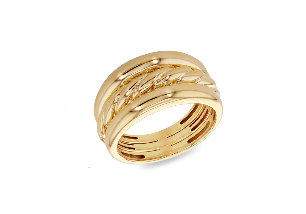 9K Yellow Gold Wide Rope Ring Ring 9K Gold Jewellery   