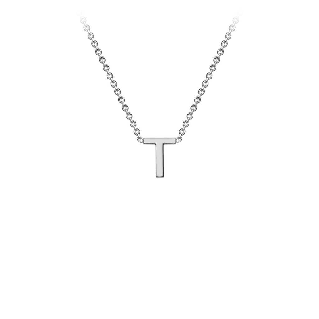 9K White Gold 'T' Initial Adjustable Letter Necklace 38/43cm Necklace 9K Gold Jewellery   