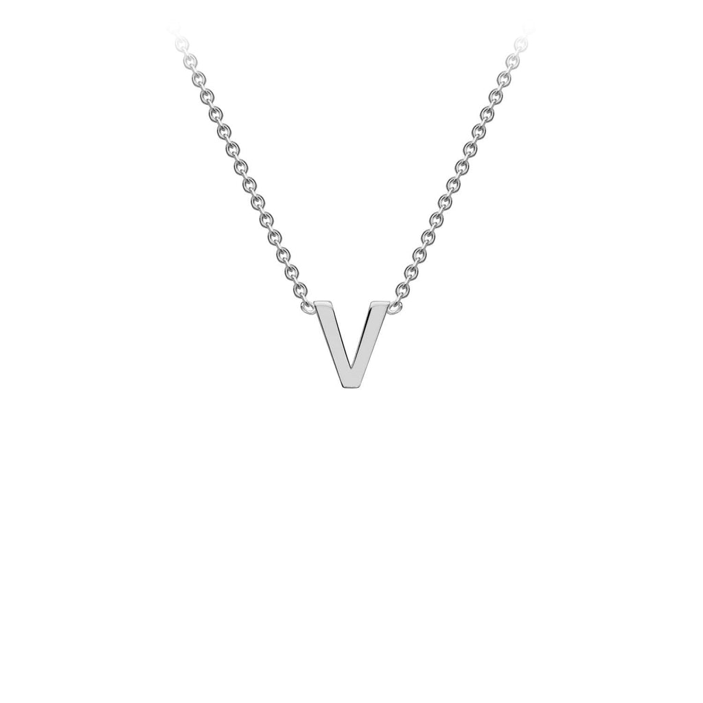 9K White Gold 'V' Initial Adjustable Letter Necklace 38/43cm Necklace 9K Gold Jewellery   