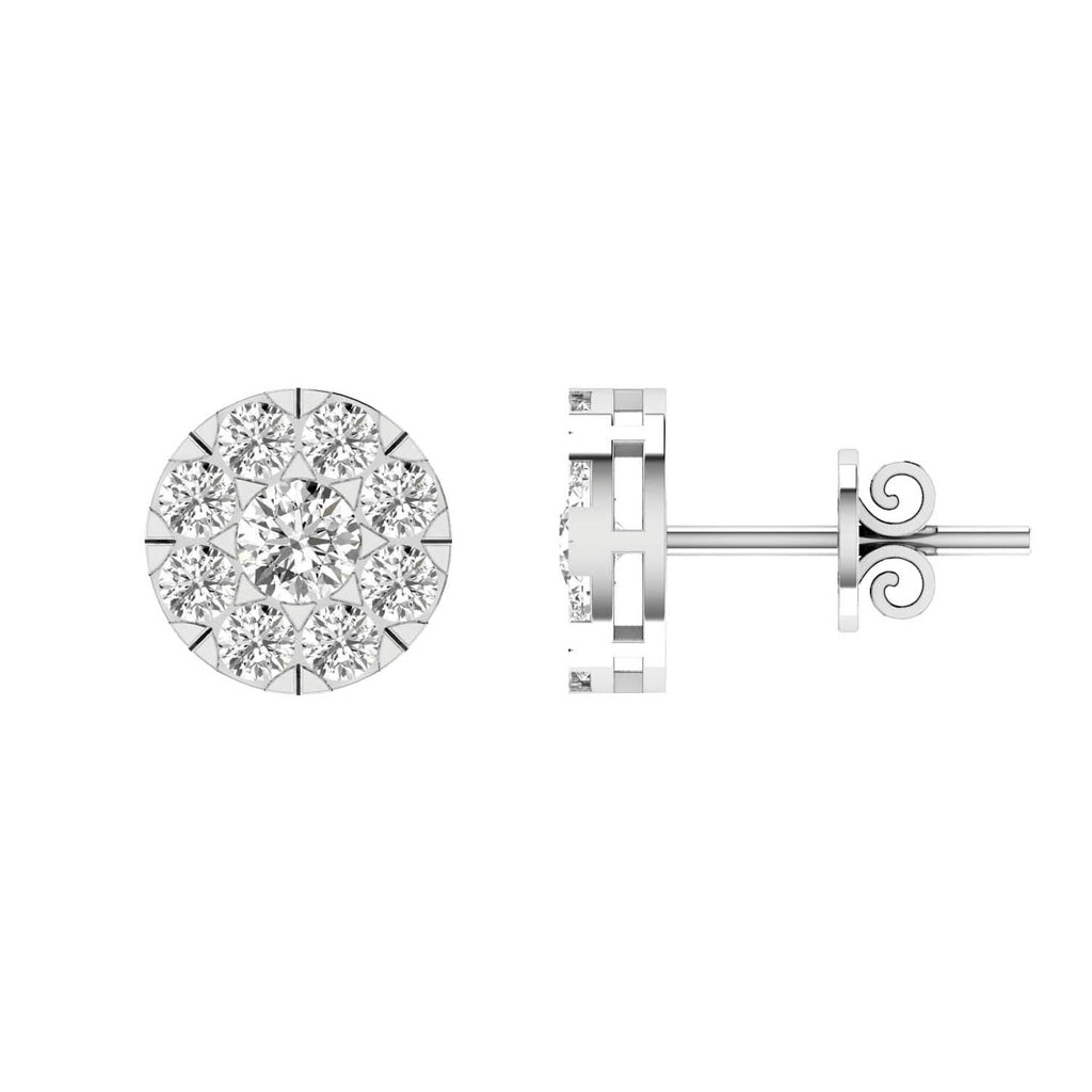 Cluster Diamond Stud Earrings with 0.25ct Diamonds in 9K White Gold - 9WECLUS25GH Earrings Boutique Diamond Jewellery   