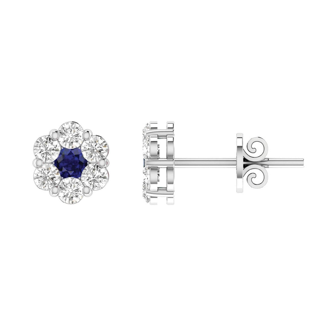 Sapphire Diamond Stud Earrings with 0.19ct Diamonds in 9K White Gold - 9WRE25GHS Earrings Boutique Diamond Jewellery   