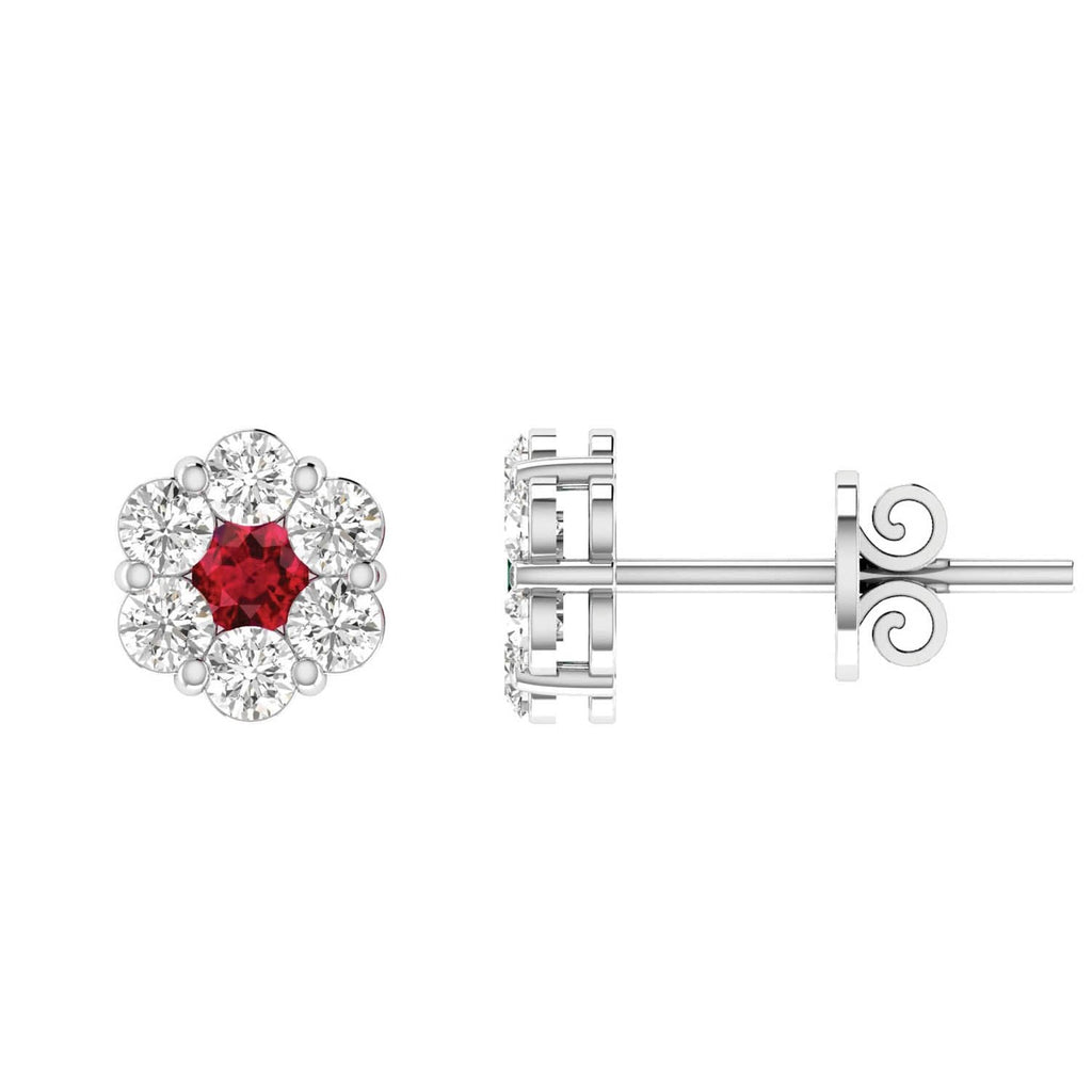 Ruby Diamond Earrings with 0.24ct Diamonds in 9K White Gold - 9WRE33GHR Earrings Boutique Diamond Jewellery   