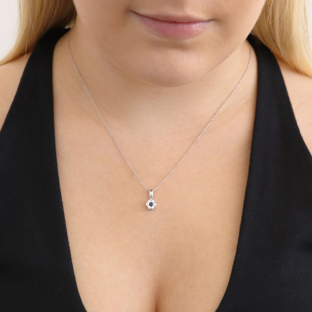 Sapphire Diamond Pendant with 0.19ct Diamonds in 9K White Gold - 9WRP25GHS Pendant Boutique Diamond Jewellery   