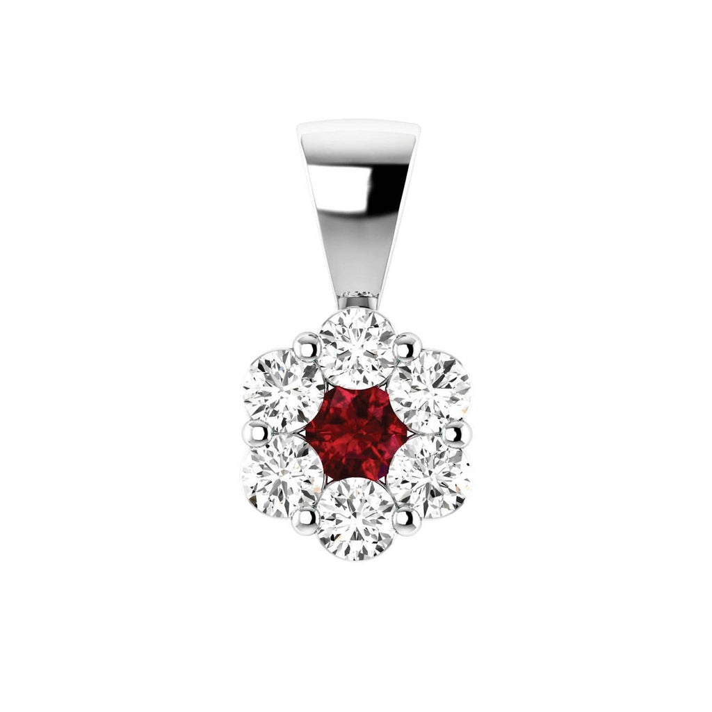 Ruby Diamond Pendant with 0.24ct Diamonds in 9K White Gold - 9WRP33GHR Pendant Boutique Diamond Jewellery   