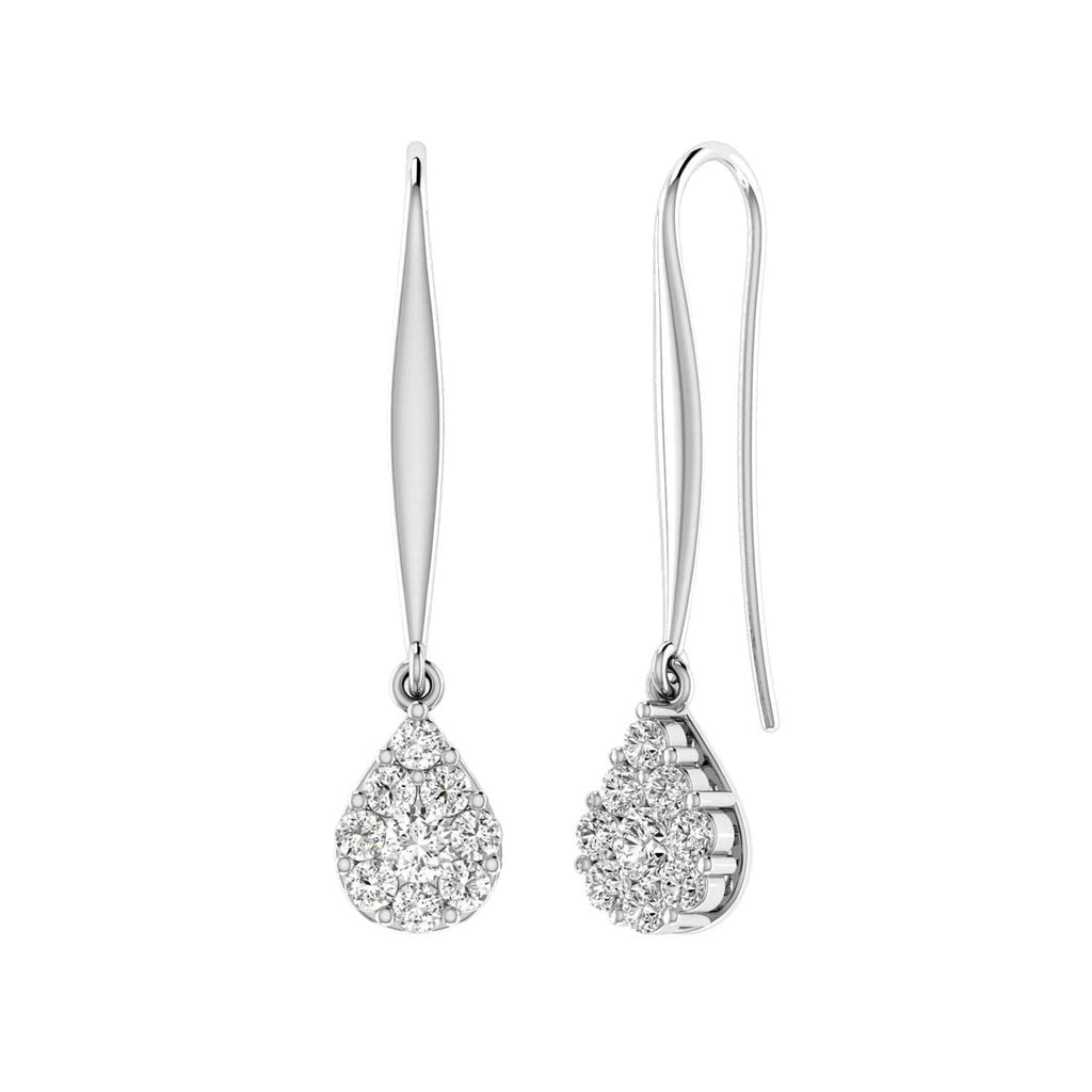 Tear Drop Hook Diamond Earrings with 0.10ct Diamonds in 9K White Gold - 9WTDSH10GH Earrings Boutique Diamond Jewellery   