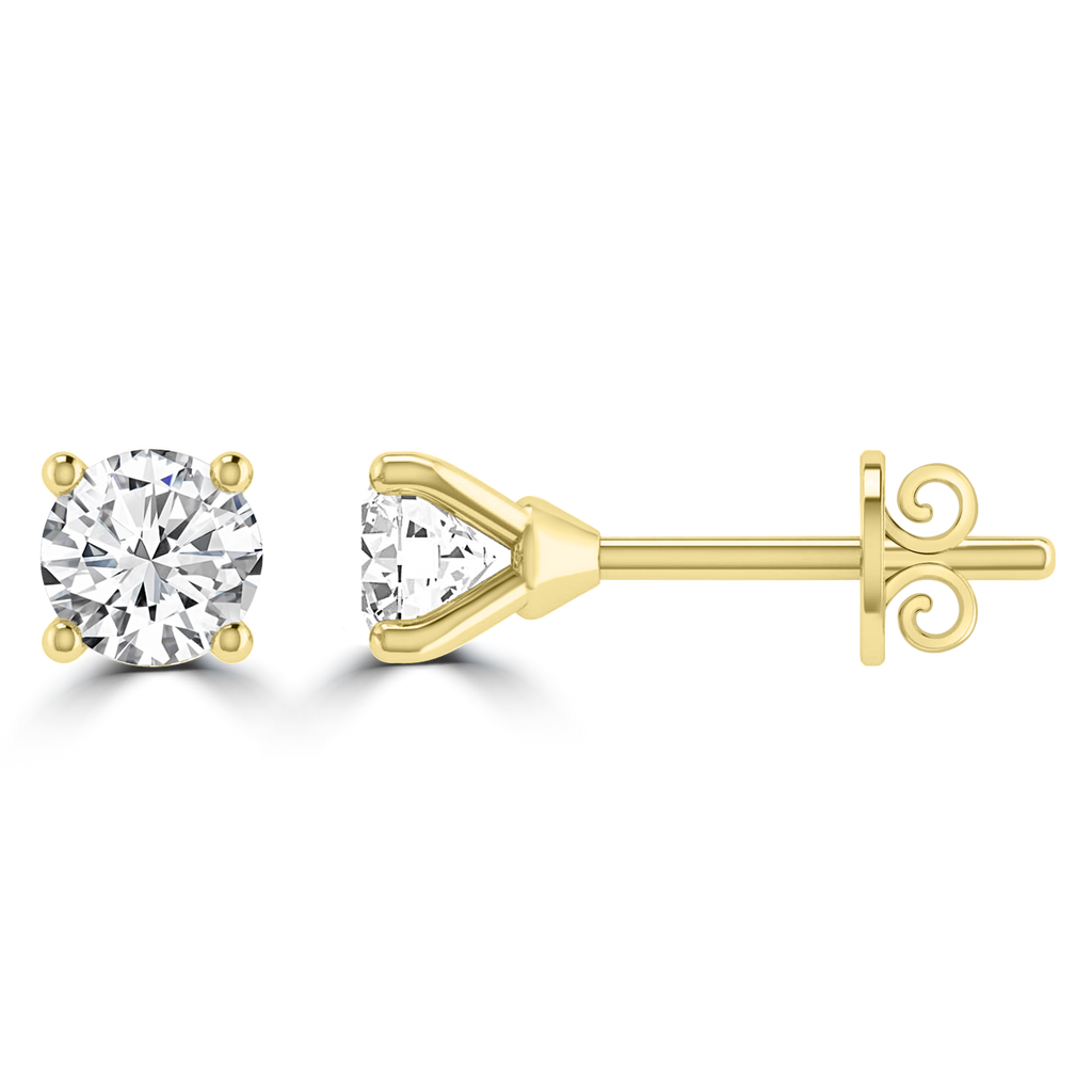 0.33ct GH I1 Diamond 4 Claw Studs in 9K Yellow Gold Earrings Boutique Diamond Jewellery   