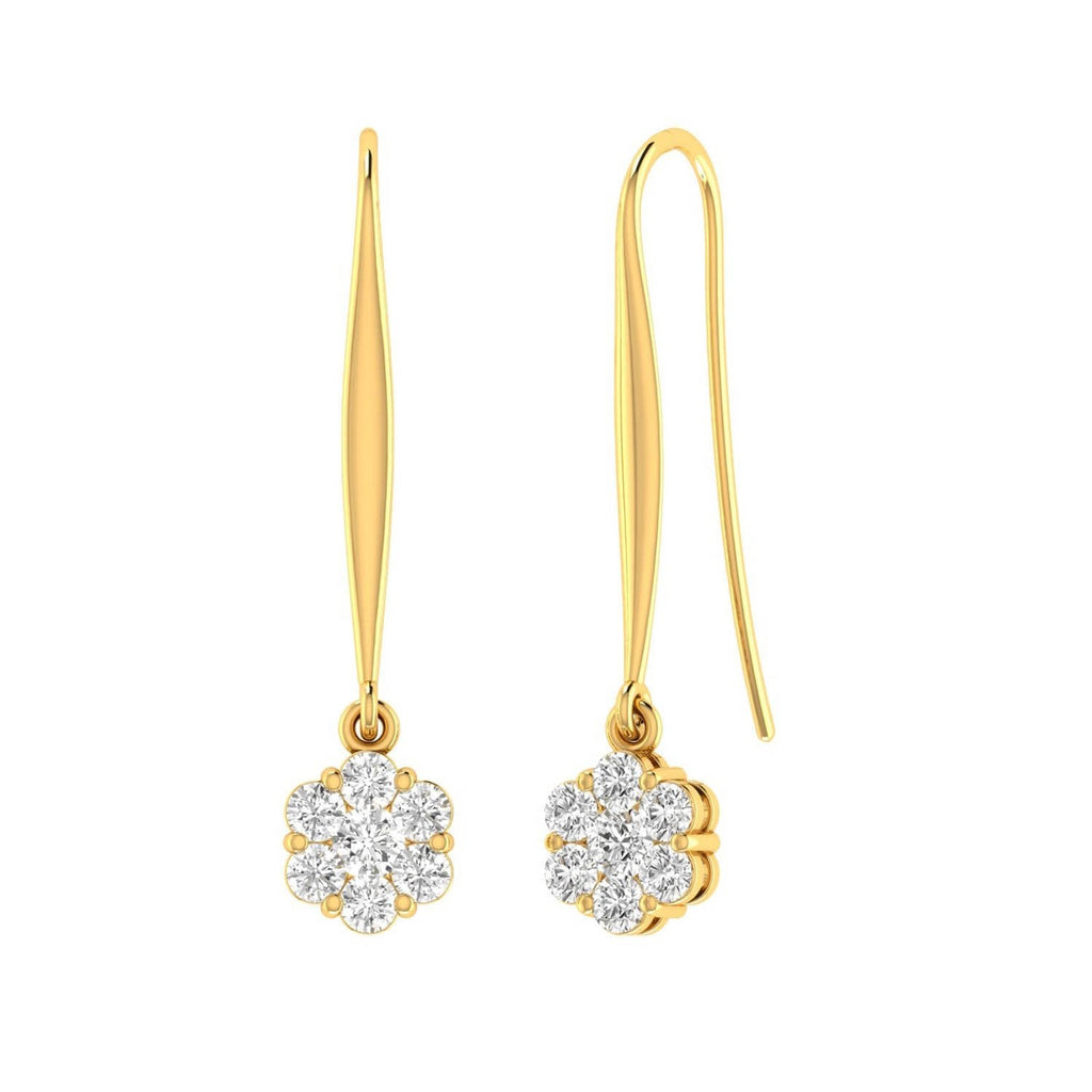 Cluster Hook Diamond Earrings with 0.10ct Diamonds in 9K Yellow Gold - 9YSH10GH Earrings Boutique Diamond Jewellery   