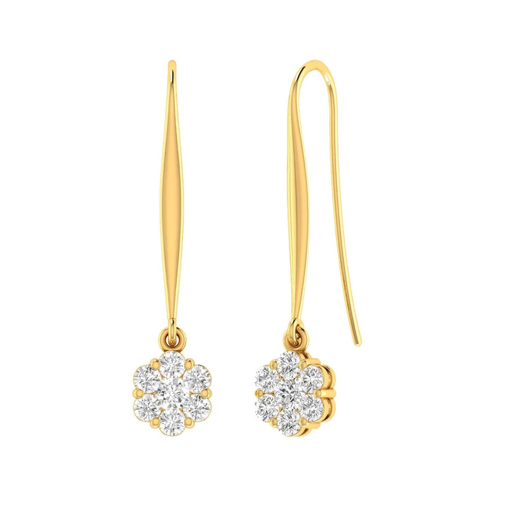 Cluster Hook Diamond Earrings with 0.33ct Diamonds in 9K Yellow Gold - 9YSH33GH Earrings Boutique Diamond Jewellery   