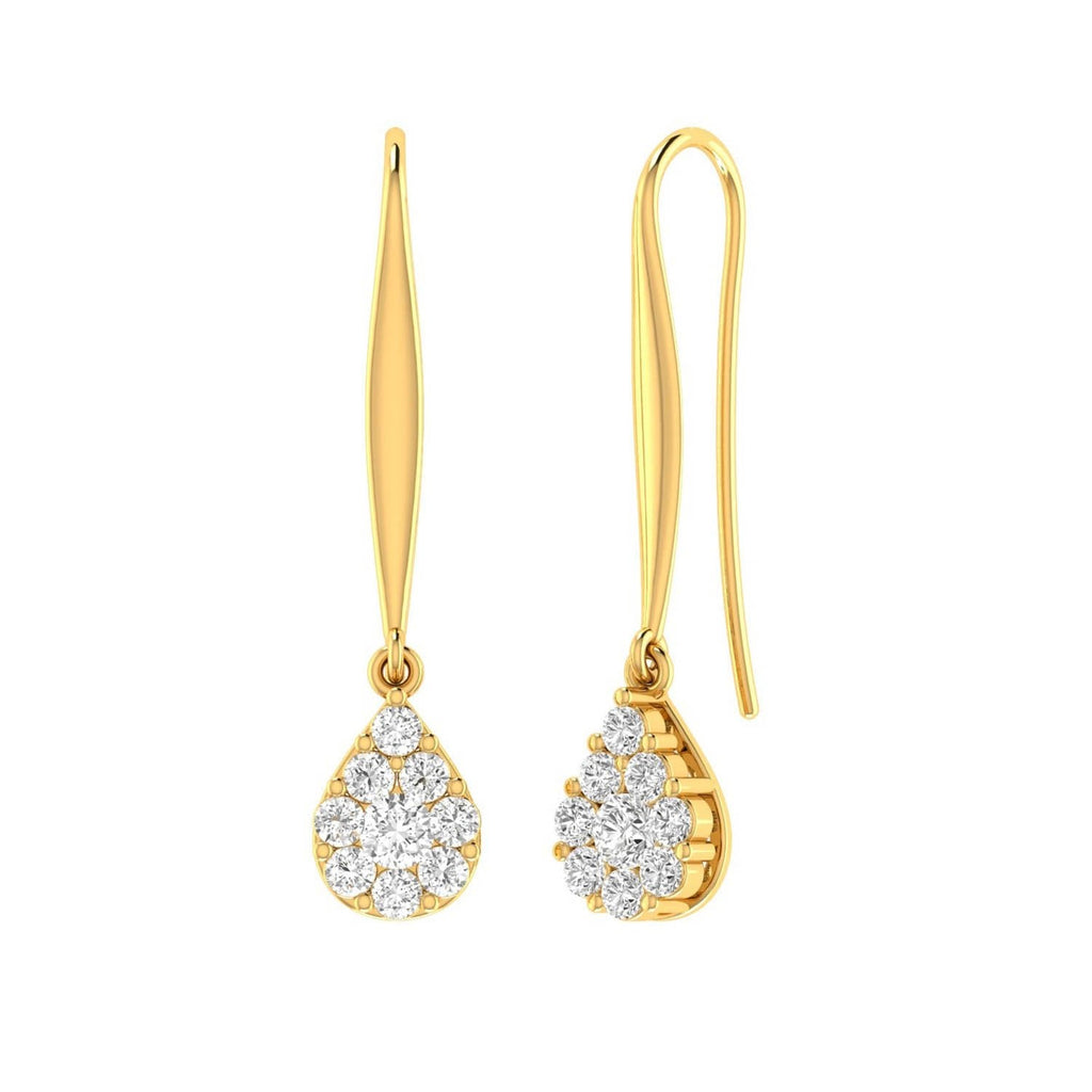 Tear Drop Hook Diamond Earrings with 0.10ct Diamonds in 9K Yellow Gold - 9YTDSH10GH Earrings Boutique Diamond Jewellery   
