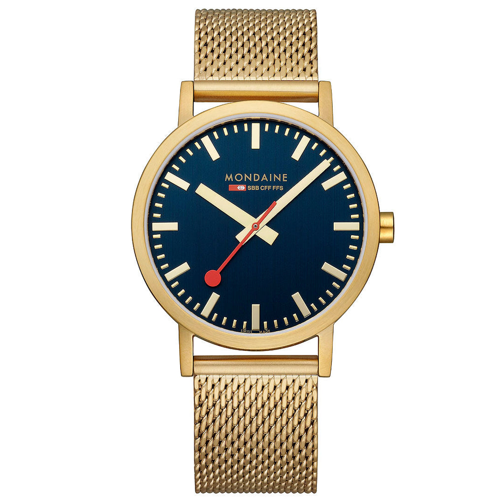 Mondaine Official Swiss Railways Classic Deep Ocean Blue Mesh 40mm Watch Watch Mondaine   
