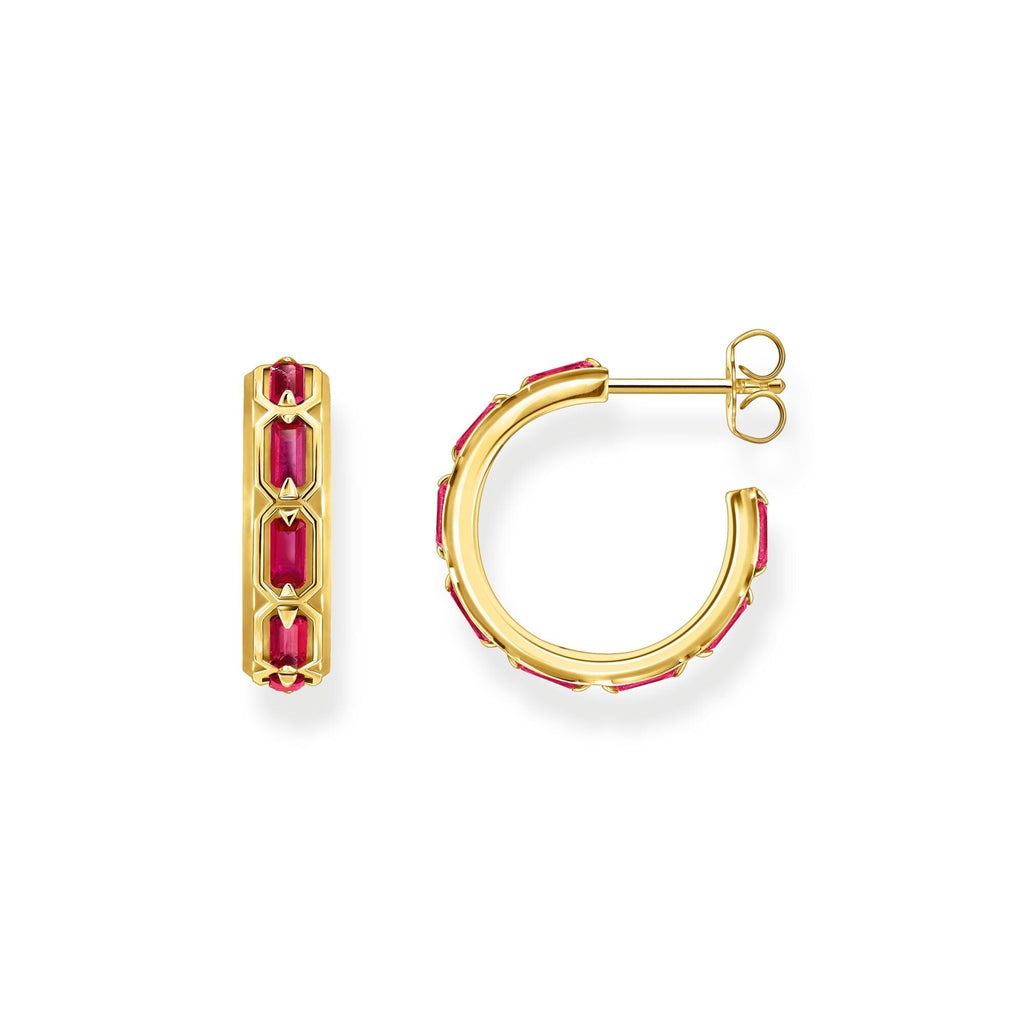 THOMAS SABO Gold Hoop Earrings with Red Stones Earrings Thomas Sabo   