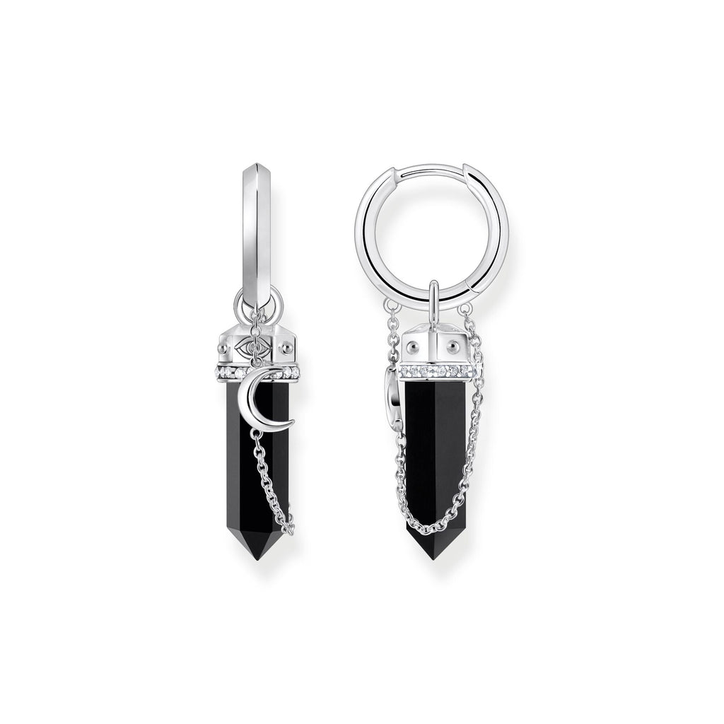 THOMAS SABO Hoop Earrings with Onyx in Hexagon-Shape and Small Chain Earrings Thomas Sabo   
