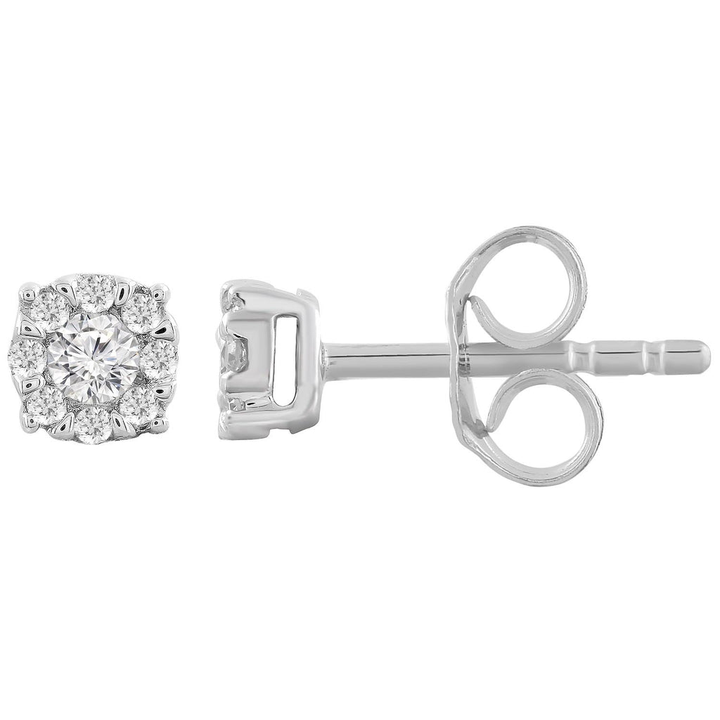 Stud Earrings with 0.15ct Diamonds in 9K White Gold Earrings Boutique Diamond Jewellery   