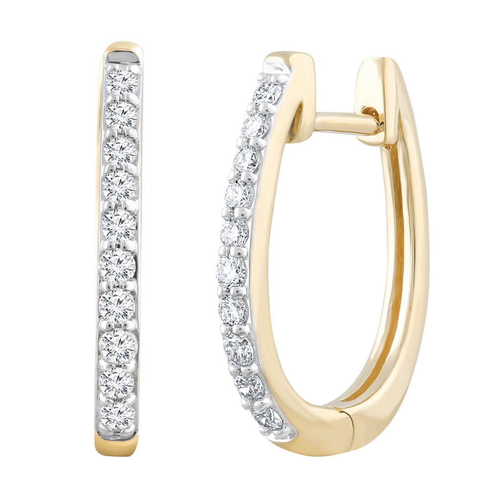 Diamond Huggie Earrings with 0.33ct Diamonds in 18K Yellow Gold - E-14529-033-18Y Earring Boutique Diamond Jewellery   