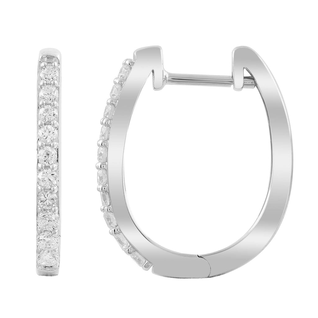 Huggie Earrings with 0.33ct Diamonds in 9K White Gold Earrings Boutique Diamond Jewellery   