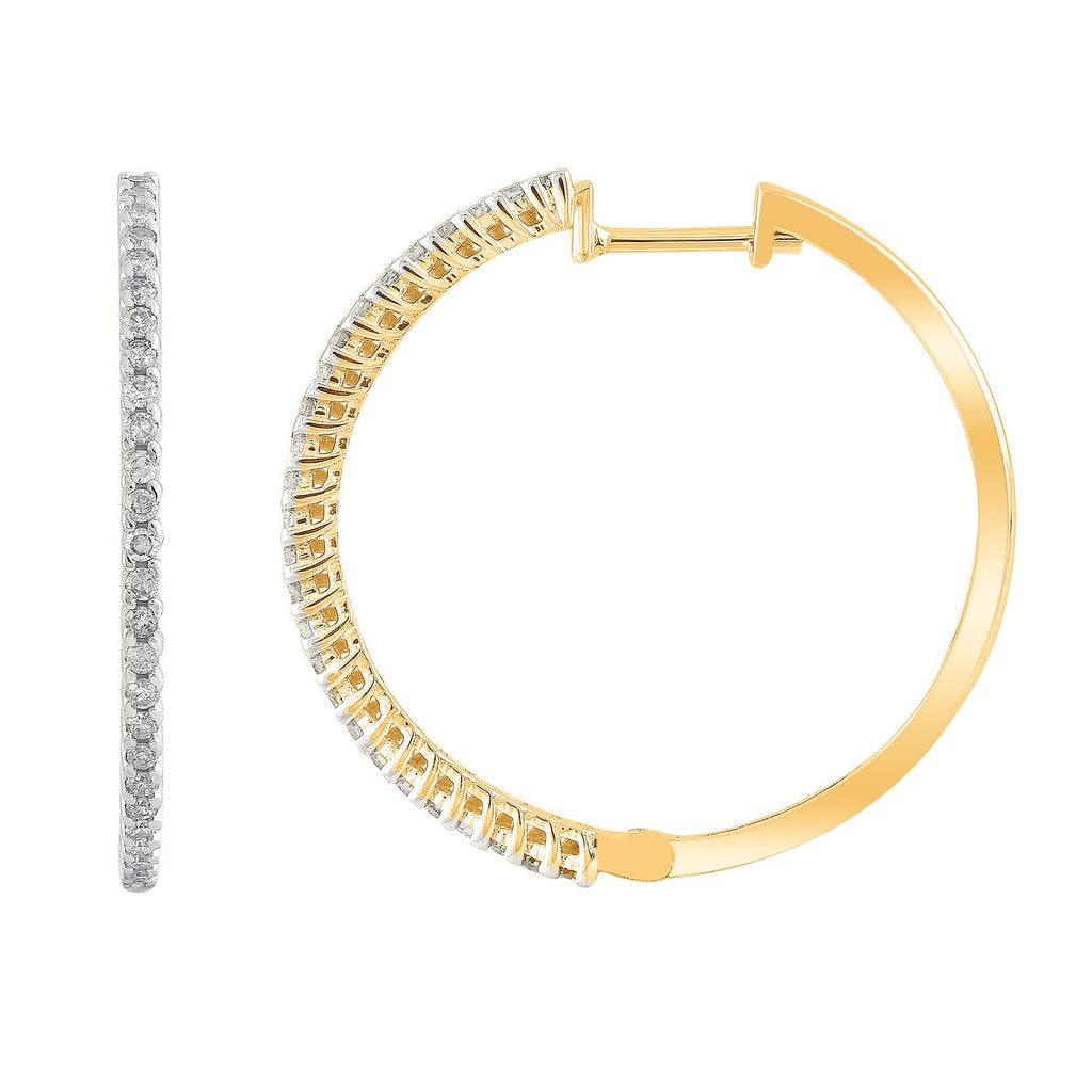 Hoop Earrings with 0.33ct Diamonds in 9K Yellow Gold Earrings Boutique Diamond Jewellery   