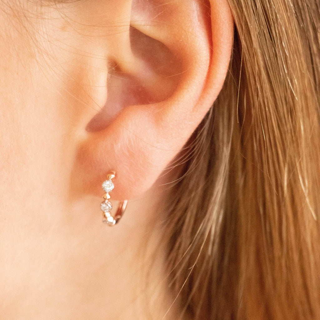 Hoop Earrings with 0.10ct Diamonds in 9K Rose Gold Earrings Boutique Diamond Jewellery   
