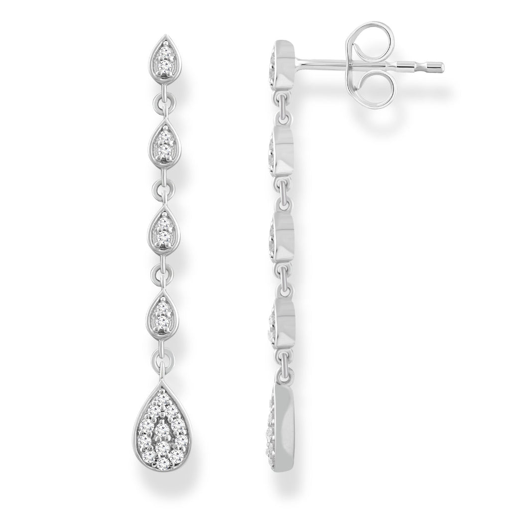 Diamond Drop Earrings with 0.18ct Diamonds in 9K White Gold Earrings Boutique Diamond Jewellery   