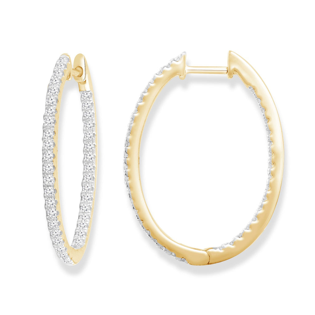 Diamond Hoop Earrings with 0.50ct Diamonds in 9K Yellow Gold Earrings Boutique Diamond Jewellery   