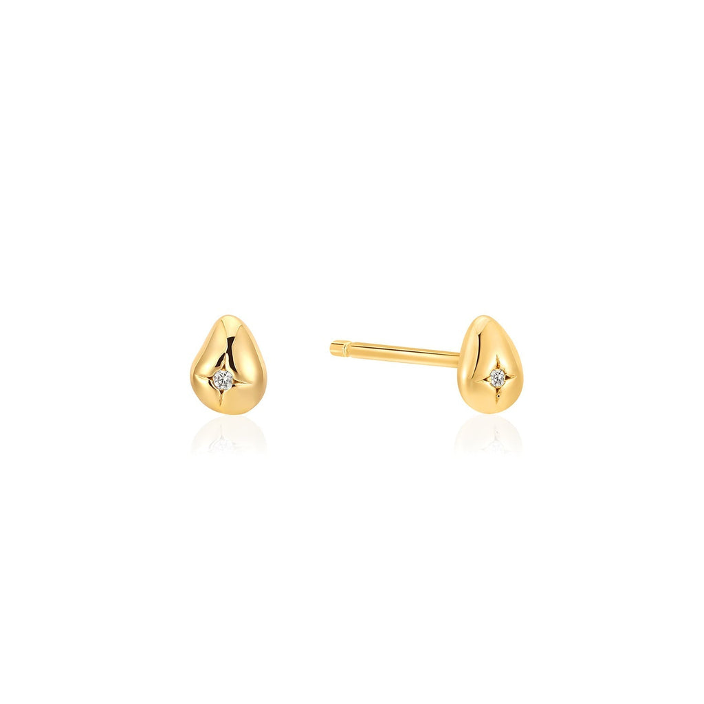 Ania Haie Gold Pebble Sparkle Stud Earrings Earrings Ania Haie   