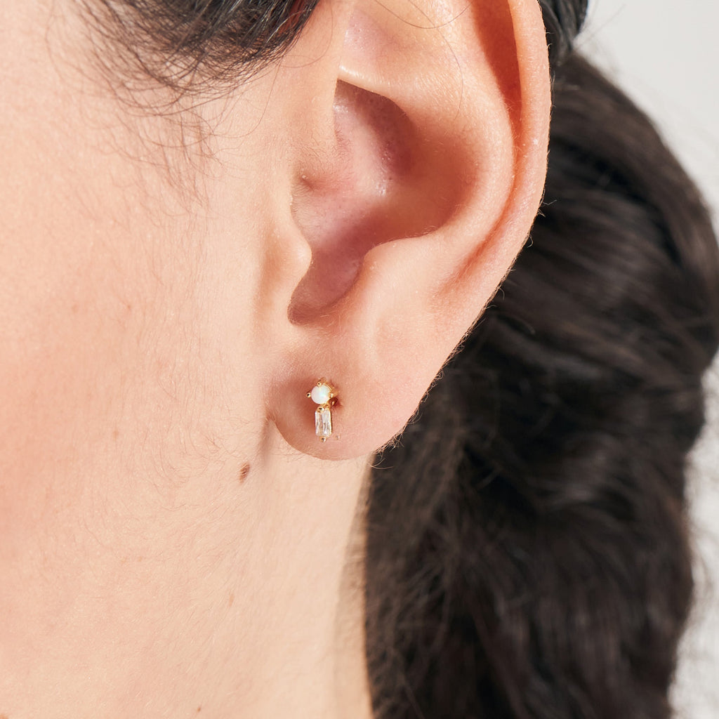 Gold Kyoto Opal Sparkle Barbell Single Earring Earring Ania Haie   