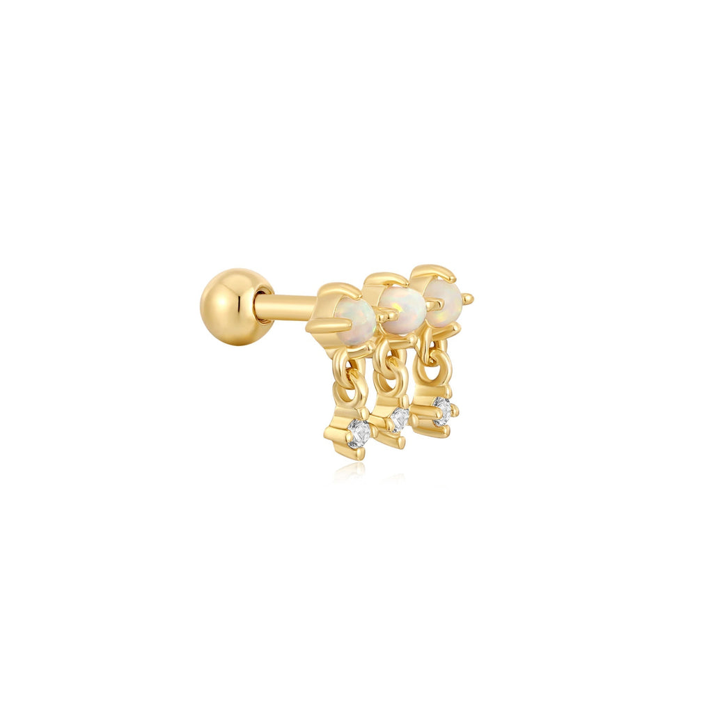 Gold Kyoto Opal Drop Sparkle Barbell Single Earring Earring Ania Haie   