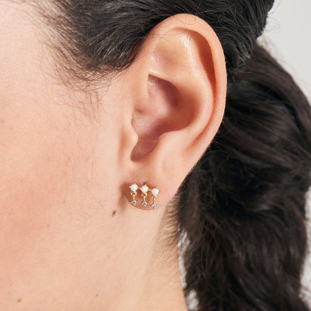 Gold Kyoto Opal Drop Sparkle Barbell Single Earring Earring Ania Haie   