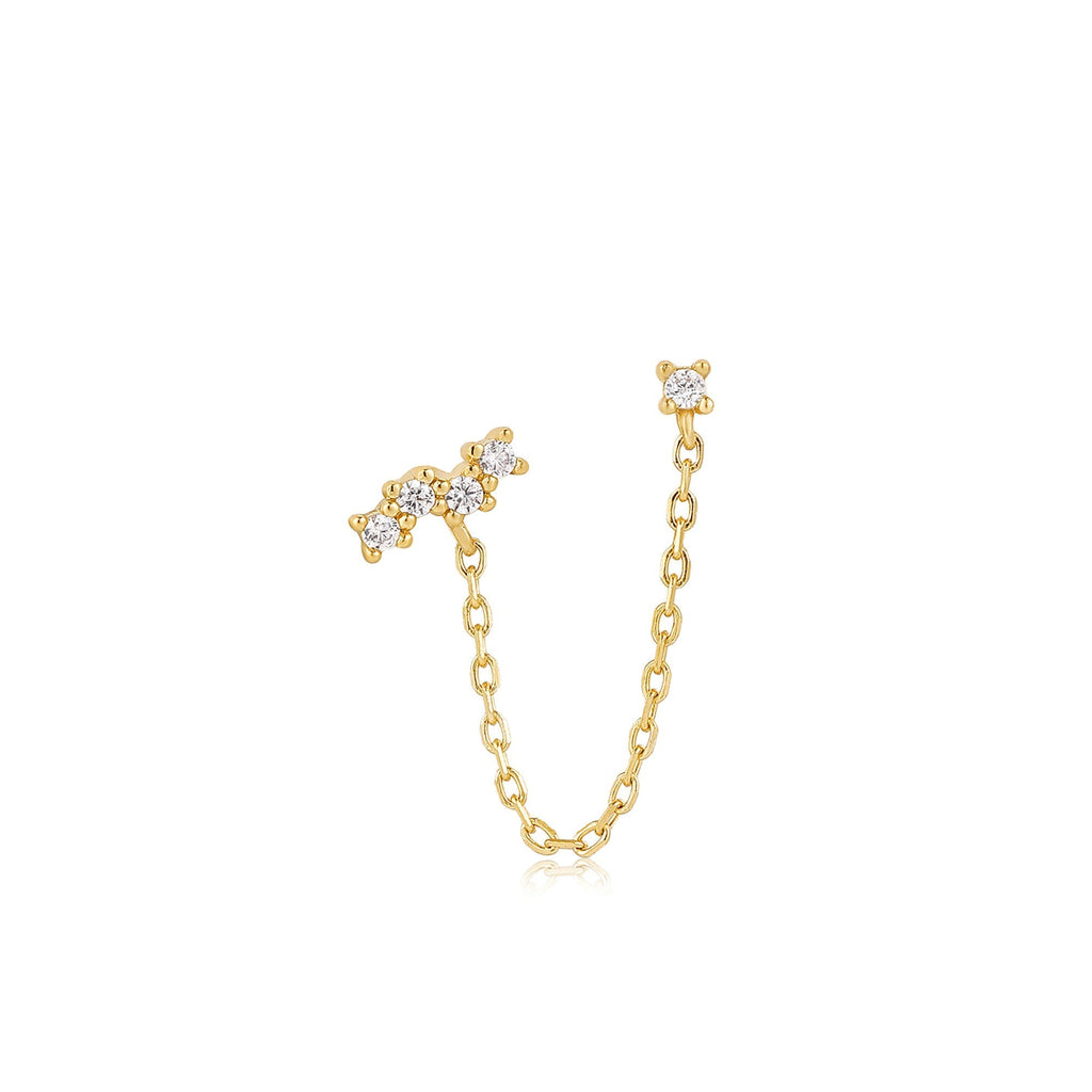 Gold Celestial Drop Chain Barbell Single Earring Earring Ania Haie   