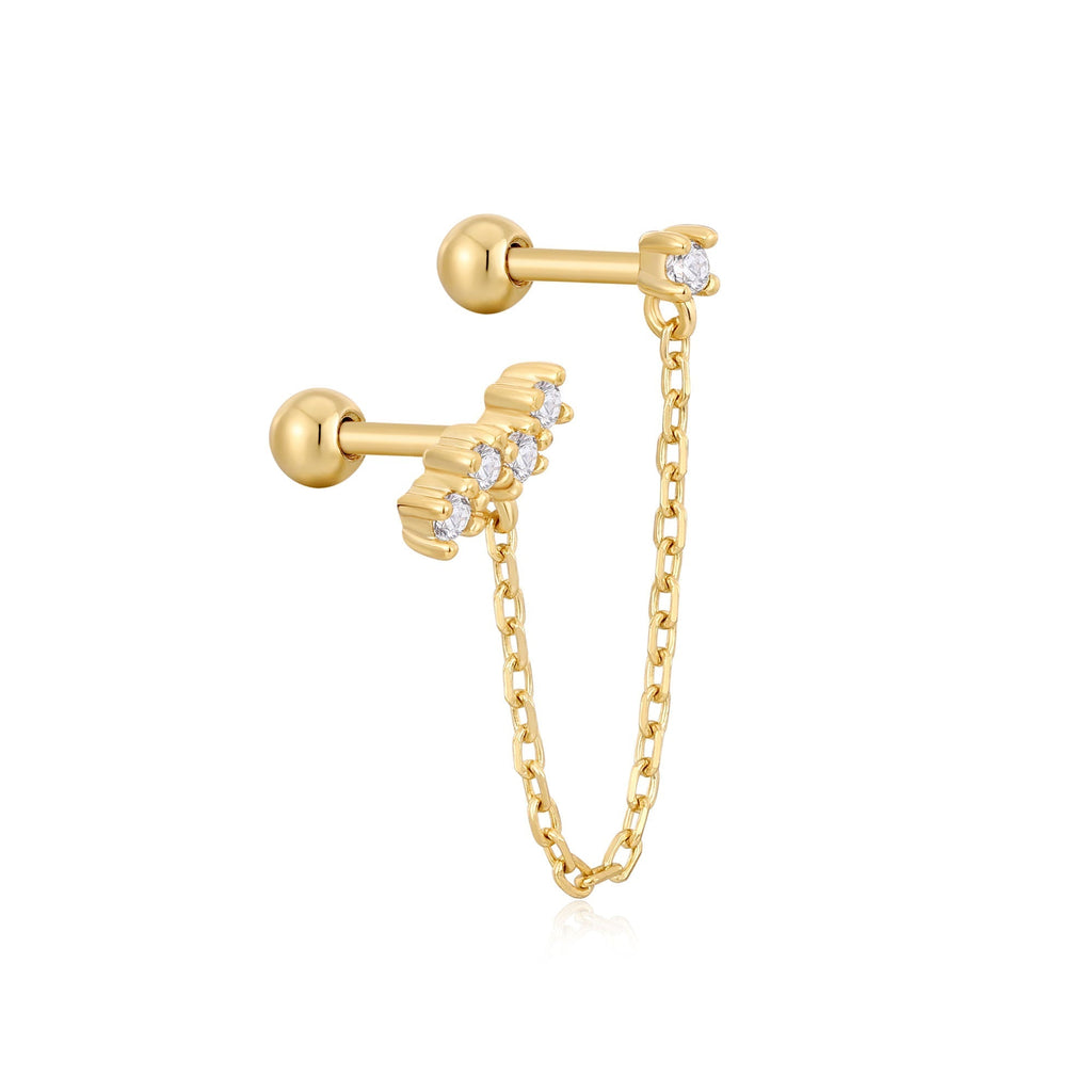 Gold Celestial Drop Chain Barbell Single Earring Earring Ania Haie   