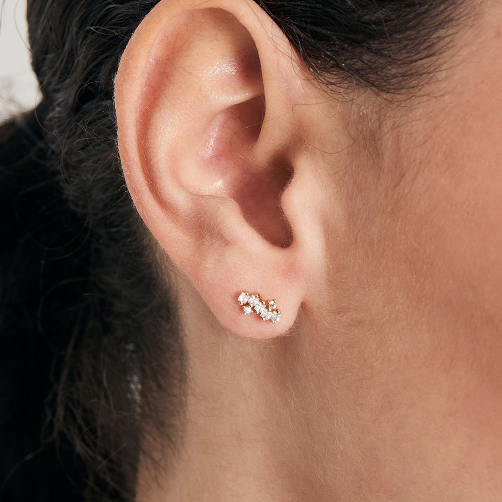 Gold Sparkle Cluster Climber Barbell Single Earring Earring Ania Haie   