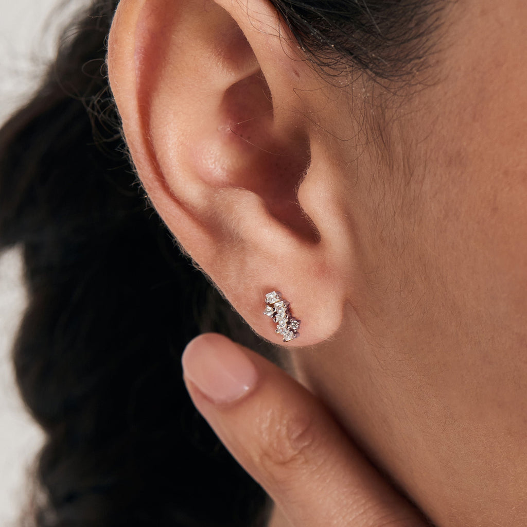 Silver Sparkle Cluster Climber Barbell Single Earring Earring Ania Haie   