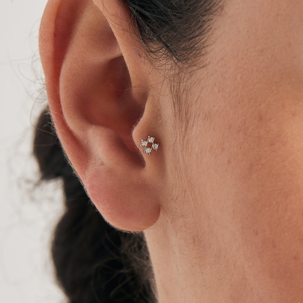 Silver Sparkle Cross Barbell Single Earring Earring Ania Haie   