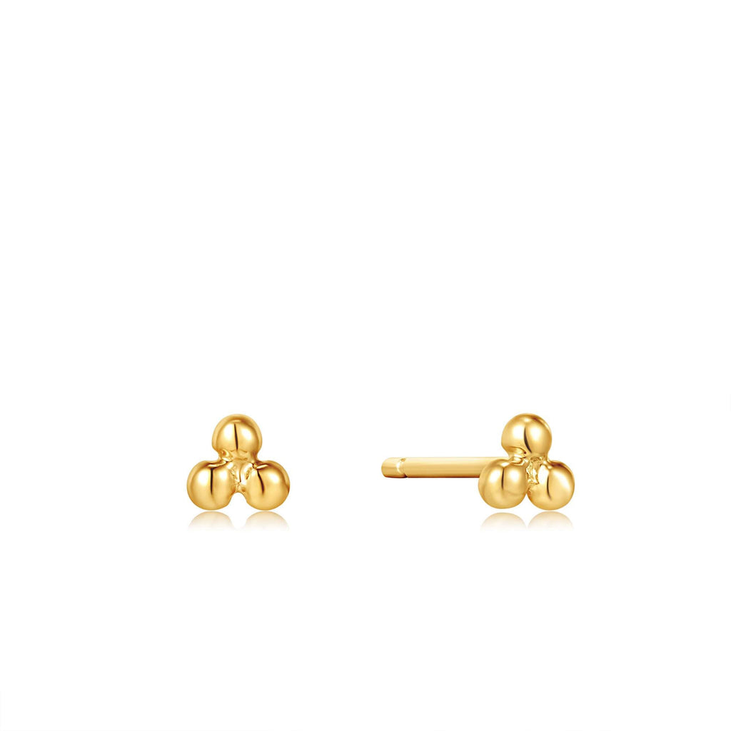 Ania Haie 14kt Gold Triple Ball Stud Earrings earrings Ania Haie   