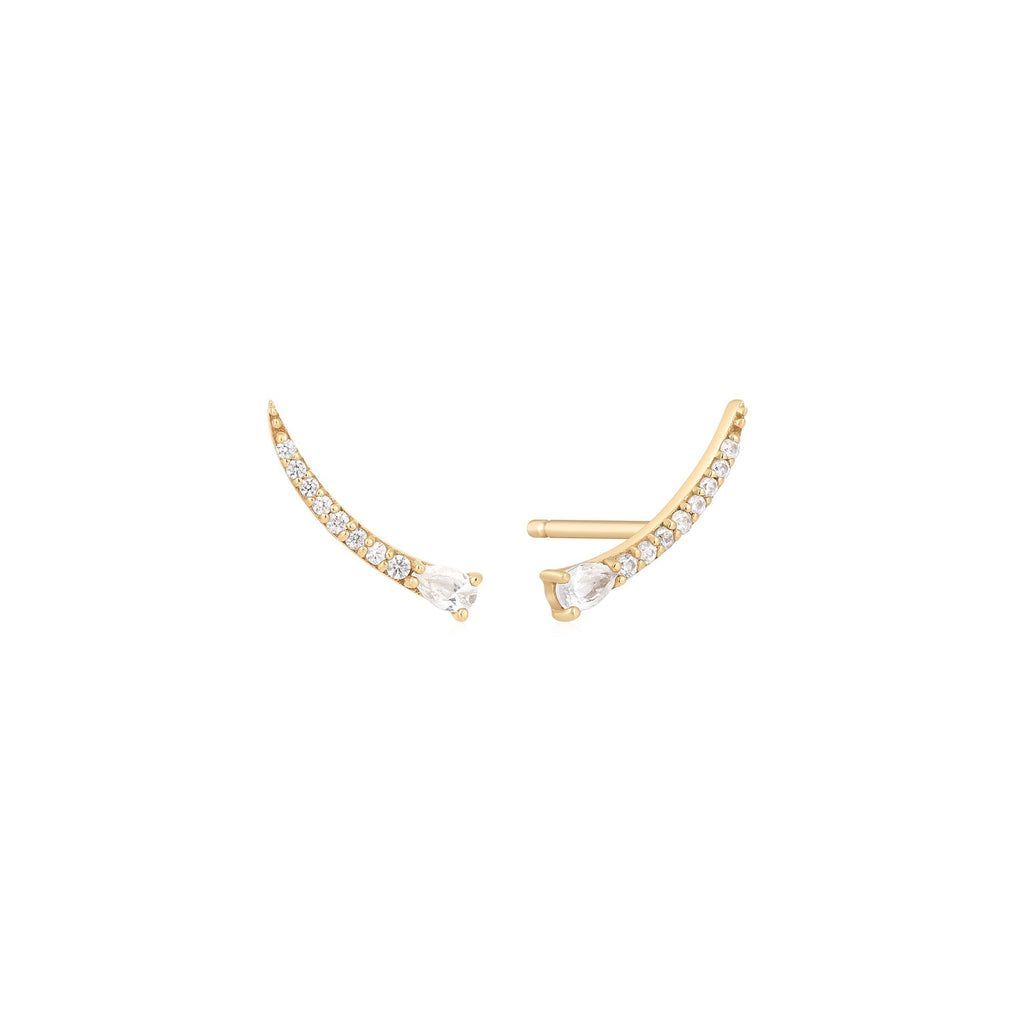 Ania Haie 14kt Gold White Sapphire Curve Climber Stud Earrings Earrings AH 14kt Gold   